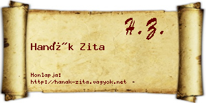 Hanák Zita névjegykártya