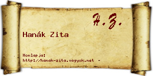 Hanák Zita névjegykártya